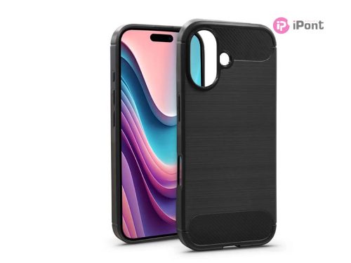 Haffner Carbon szilikon tok - Apple iPhone 16 - fekete