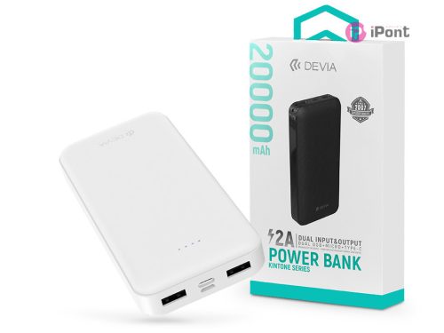 Devia hordozható külső akkumulátor / power bank - 20.000 mAh - Devia Kintone    Series V2 - 2xUSB + Type-C + microUSB - fehér