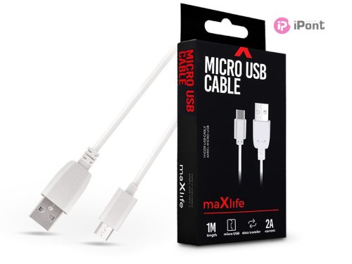 Maxlife USB - micro USB adat- és töltőkábel 1 m-es vezetékkel - Maxlife Micro   USB Cable - 5V/2A - fehér