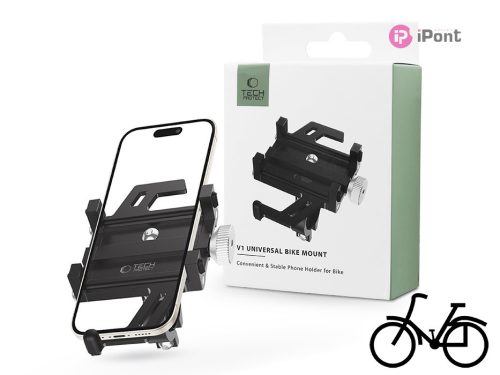 Tech-Protect kerékpárra / motorkerékpárra szerelhető fém telefontartó -         Tech-Protect V1 Universal Bike Mount - fekete