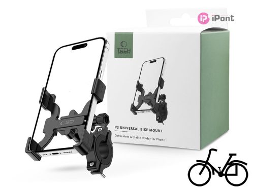 Tech-Protect kerékpárra / motorkerékpárra szerelhető fém telefontartó -         Tech-Protect V3 Universal Bike Mount - fekete