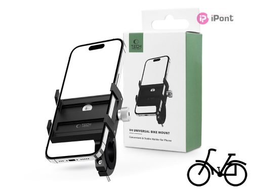 Tech-Protect kerékpárra szerelhető fém telefontartó - Tech-Protect V4 Universal Bike Mount - fekete